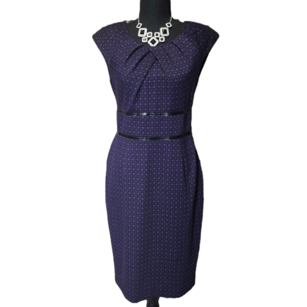Evan Picone Purple Sleeveless Midi Sheath Dress Size 6 Career Work Business